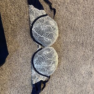 Victoria's Secret Navy and White Lace Bra